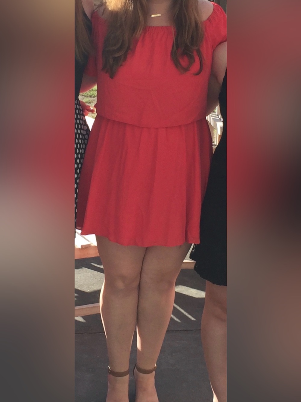ASOS Off-Shoulder Red Orange Ruffle Dress - Picture 4 of 5
